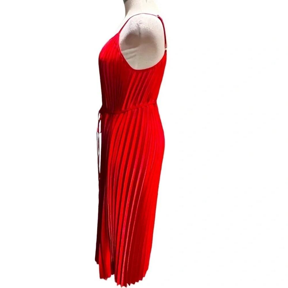 Sam Edelman Red Pleated Midi Dress Sleeveless Size M NWOT - Picture 4 of 10